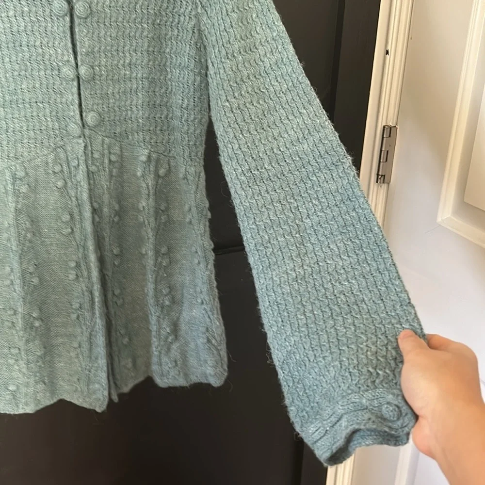 Anthropologie x Sleeping in Snow Pebble Pom Pom cardigan. Size M